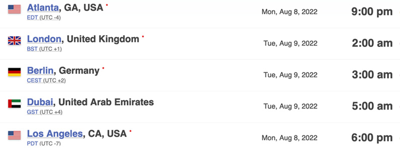 Timezone Offset by timeanddate dot com